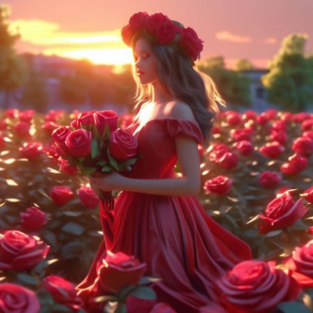 Девушки в красном платье