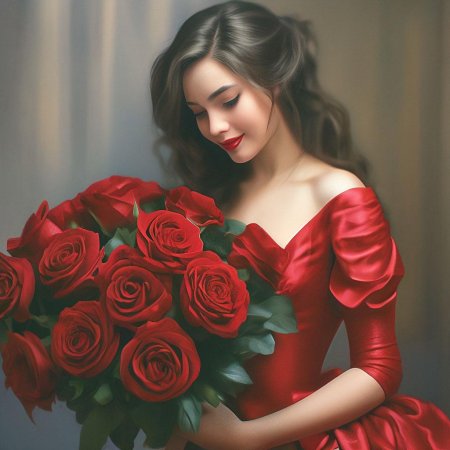 Девушка с букетом