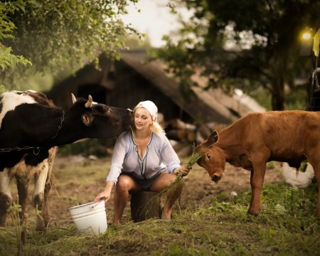 Фотосессия доярка