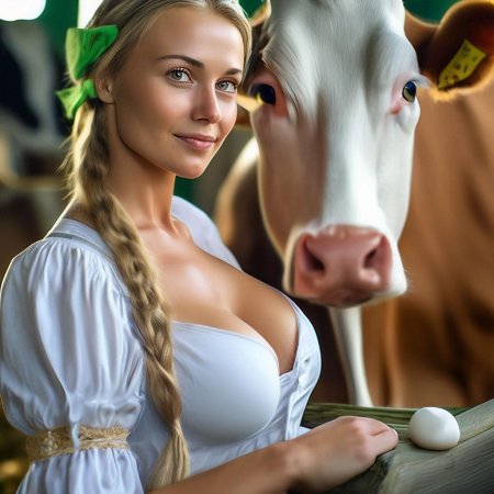Доярка с большими грудями