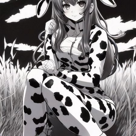 Аниме девушка в костюме коровы