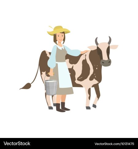 Доярка на белом фоне