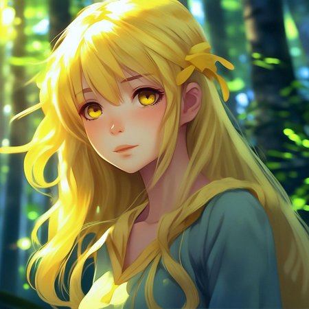 Аниме девочка с желтыми волосами