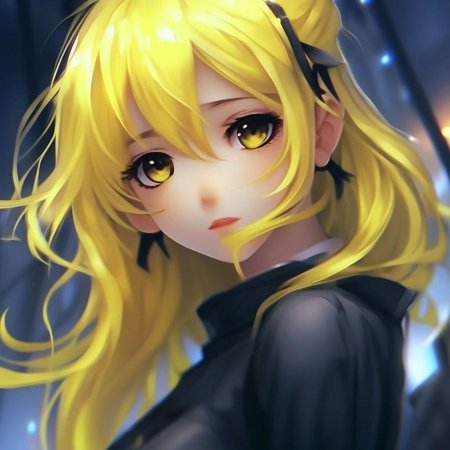 Аниме девушка с желтыми волосами