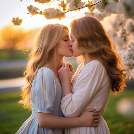 Девушка целуется с девушкой