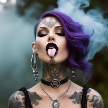 Девушка с тату и пирсингом