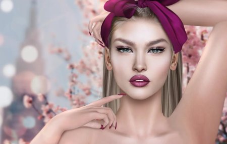 Блондинка с сакурой