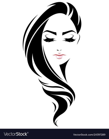 Силуэт лица девушки с волосами