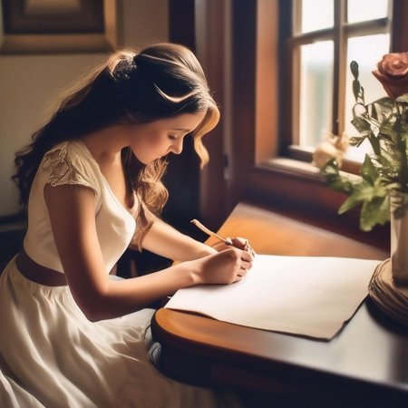 Женщина пишет письмо