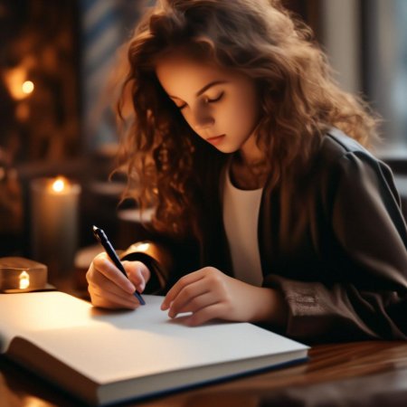 Девочка пишет письмо