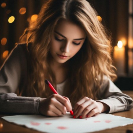 Девушка сидит за столом