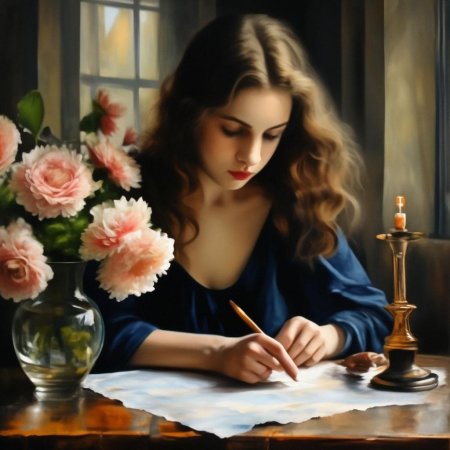 Женщина пишет письмо