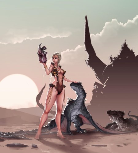 Дейенерис Таргариен с драконами