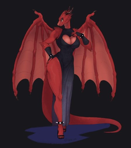 Чёрная дракониха с сиськами