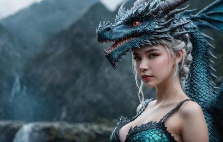 Девушка и дракон обои на раб стол