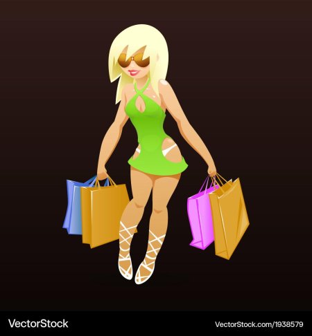 Девушка идет с пакетом арт