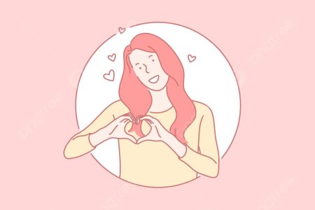 Девушка показывает сердечко рисунок