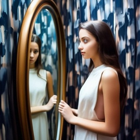 Красивая девушка в зеркале