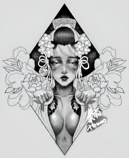 Гейша тату эскиз