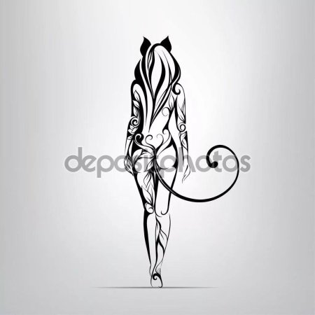 Богиня Бастет эскизы тату Минимализм