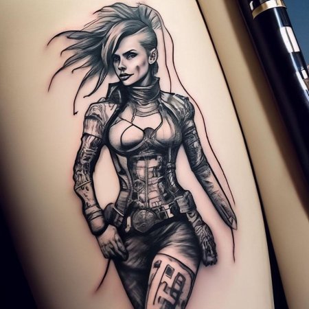 Киберпанк арт карандашом