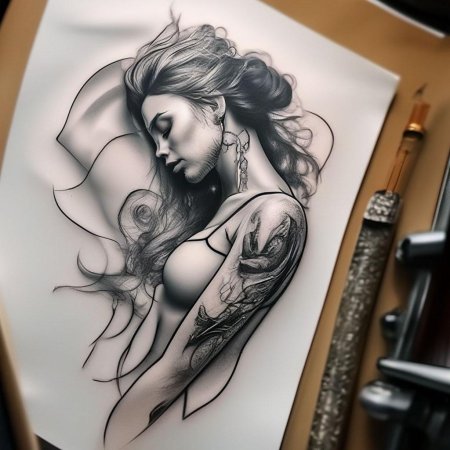 Тату девушка эскиз