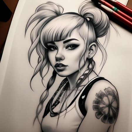 Эскиз тату девушки