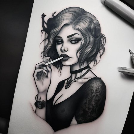 Тату эскиз девушка