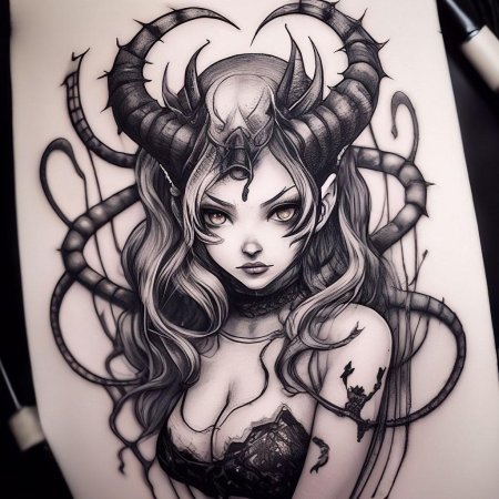 Тату девушка демон