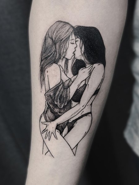 Тату парень и девушка эскиз
