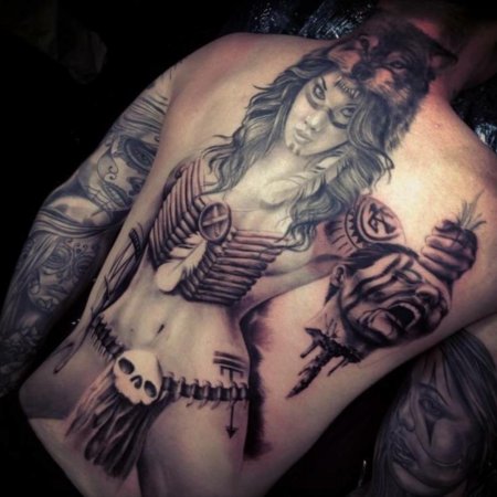 Тату женщина воин