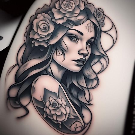 Девушка тату эскиз