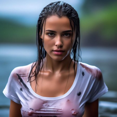 Красивые девушки в мокрых футболках