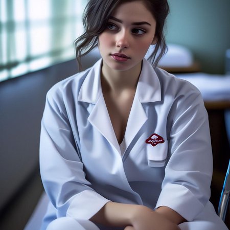 Девушка в халате медицинском