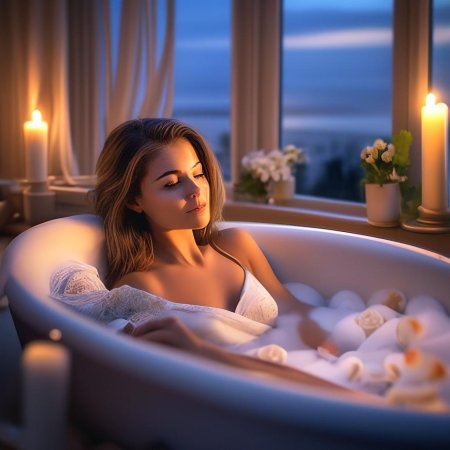 Девушка лежит в ванной