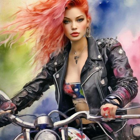 Байкерша на мотоцикле