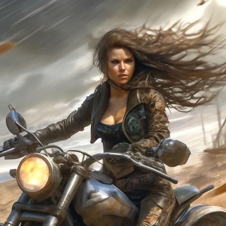 Девушка на мотоцикле арт