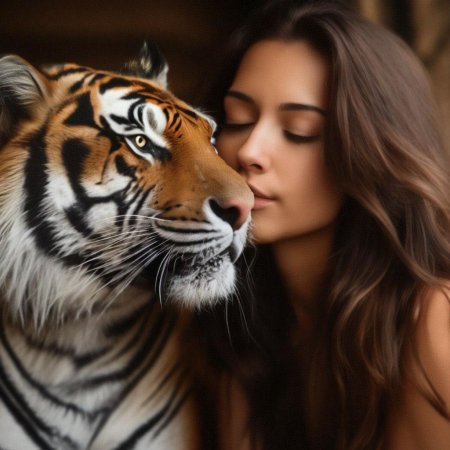 Тигр с девушкой