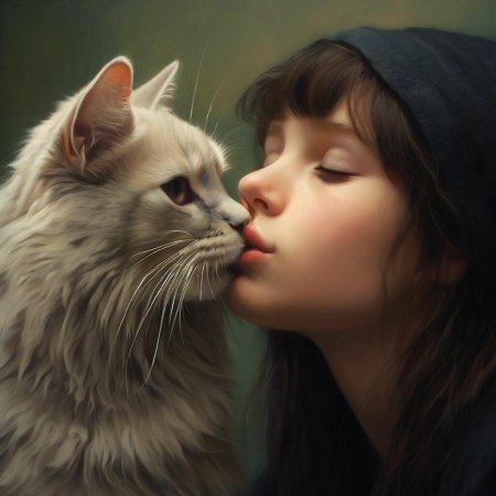 Девушка с кошками