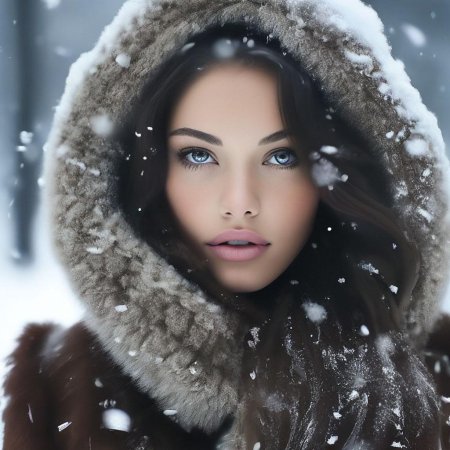 Брюнетка зимой