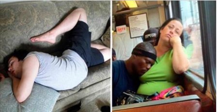 Уснул в смешной позе