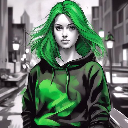 Девушка с зелеными волосами