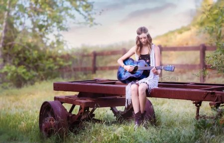 Девушка в повозке