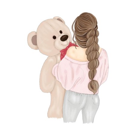 Девочка с мишкой рисунок