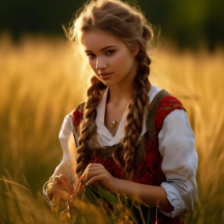 Русская красавица с косой
