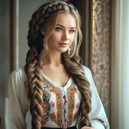 Русская красавица с косой