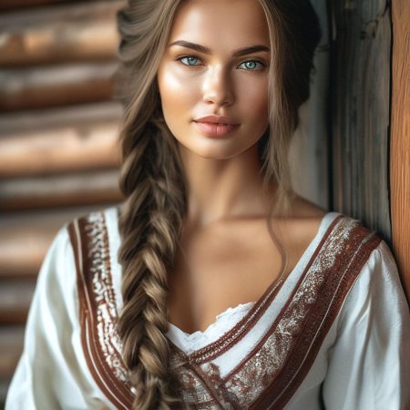 Русская красавица с косой