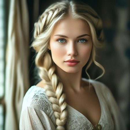 Девушка с косами