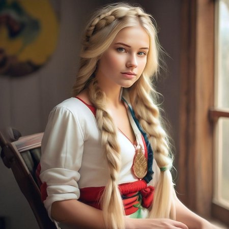 Девушка с косичками