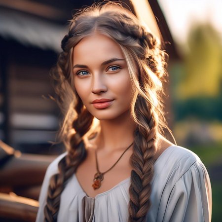 Девушка с косами